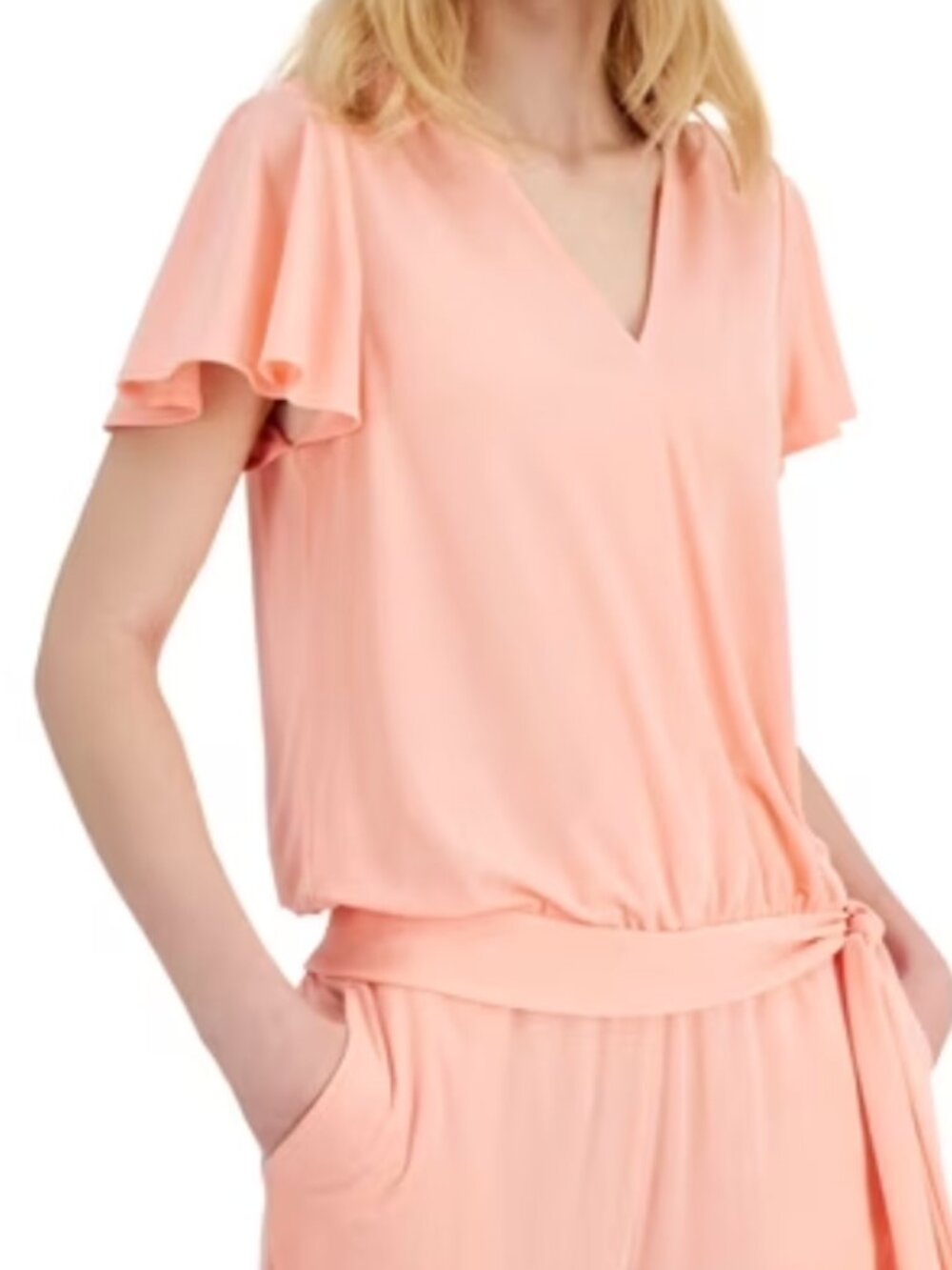 FINAL SALE - INC International Concepts Coral Wrap Blouse, size Medium, NWT